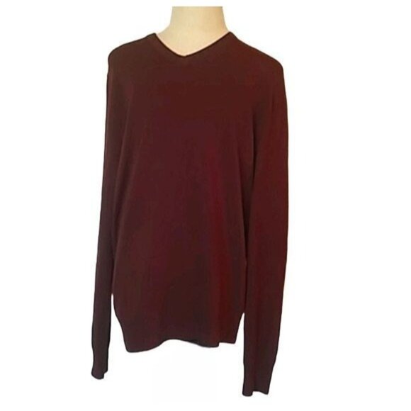 Harbor Island Mens Size Medium Sweater Burgundy V-Neck Long Sleeve - Picture 2 of 6